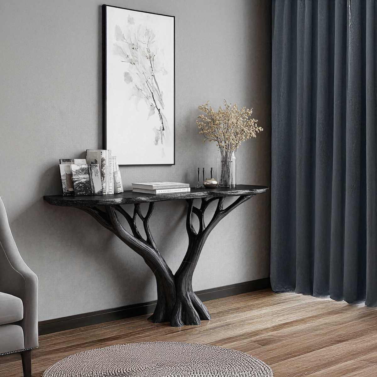 Wood Console Table For Entryway Organization And Home Decor