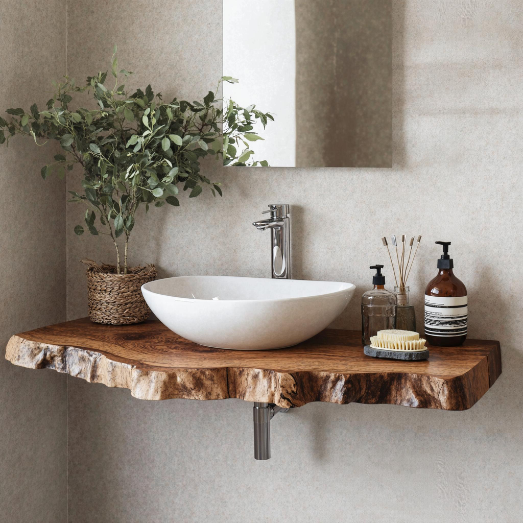 Wooden Floating Shelf For Bathroom Vanity