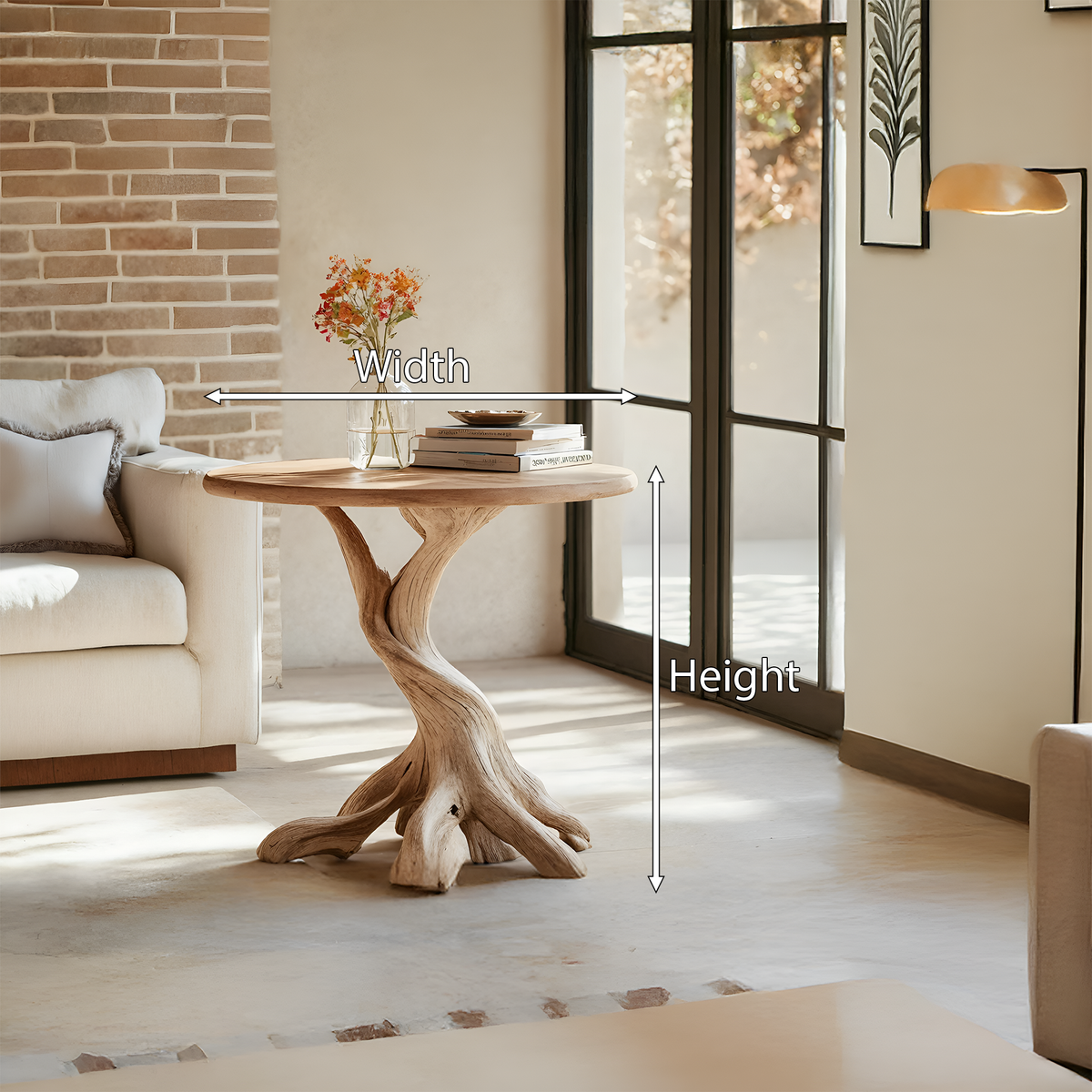 Rustic Solid Wood End Table For Living Room Stylish Wall Display