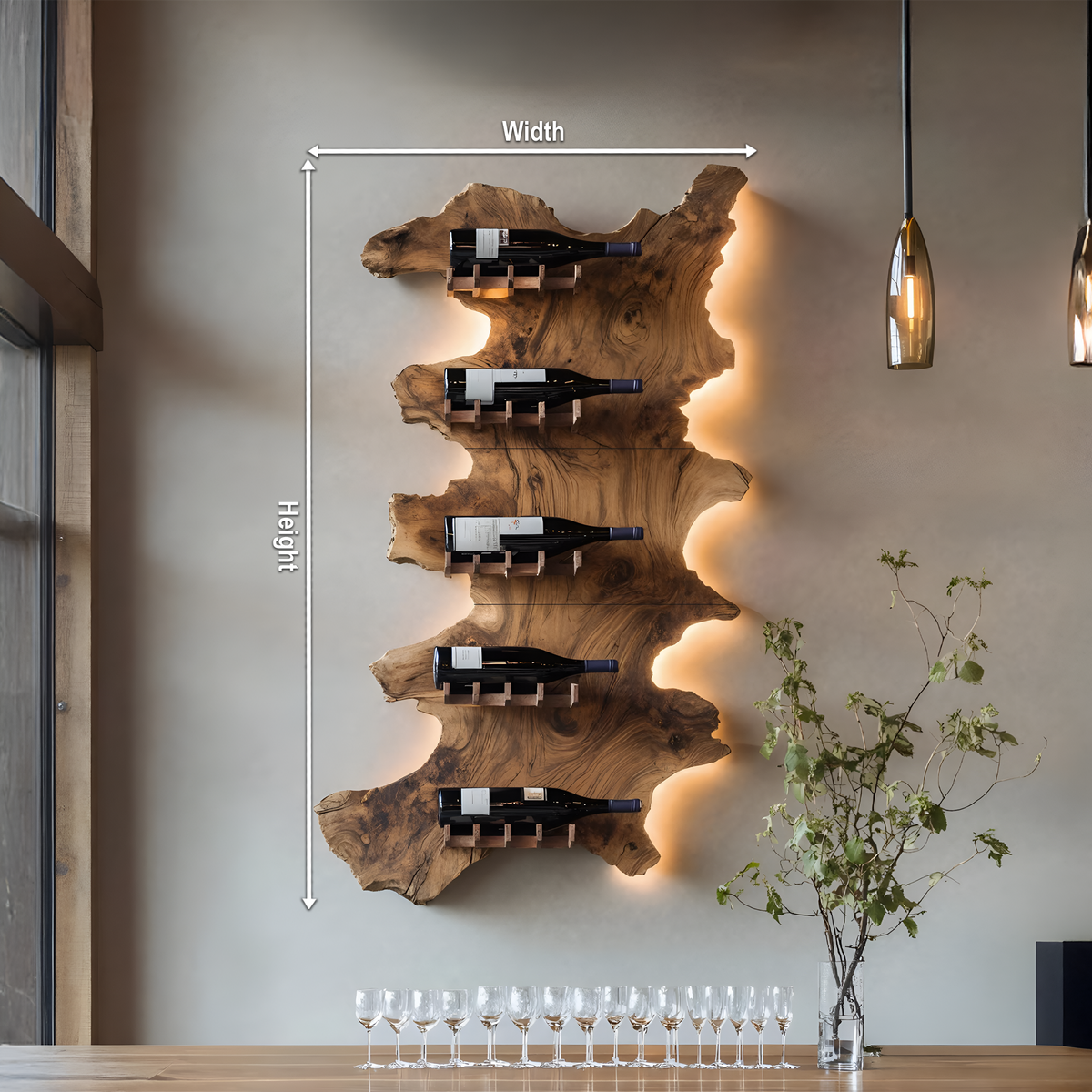 Mid Century Wooden Wine Rack For Bar Decor And Wine Storage