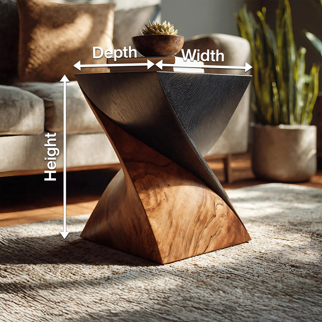 Handcrafted Wooden Side Table For Living Room Art Style