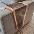 Handmade Armrest Table For Sofa With Natural Wood Design