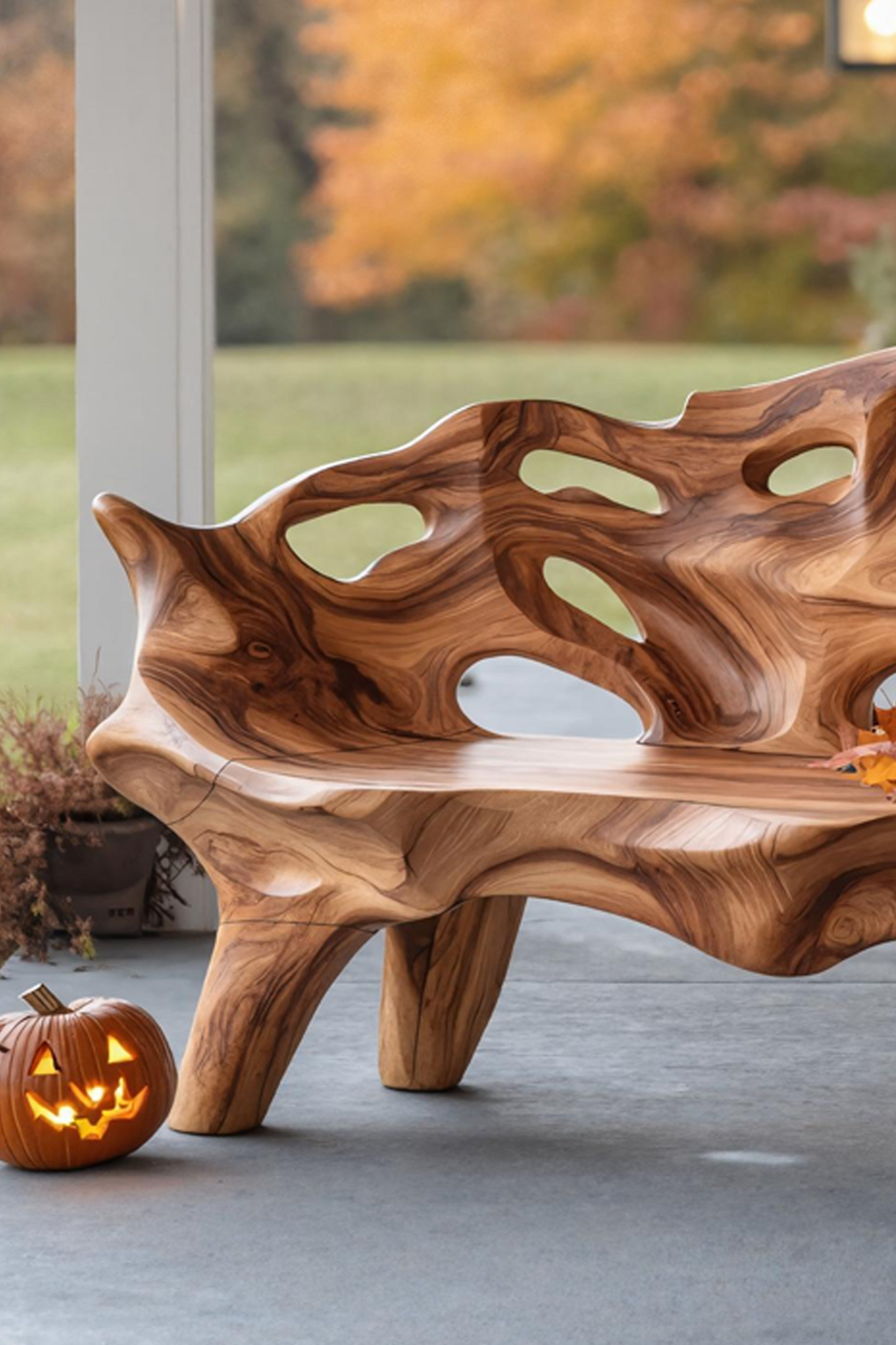 Rustic Live Edge Outdoor Bench For Patio And Outdoor Furniture