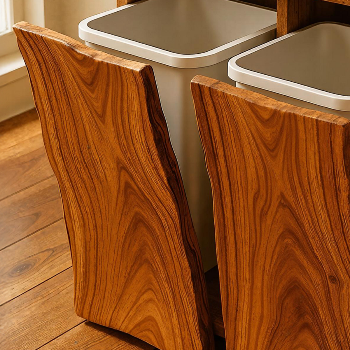 Farmhouse Wooden Double Tilt Out Garbage Bin For Dining Room Corner