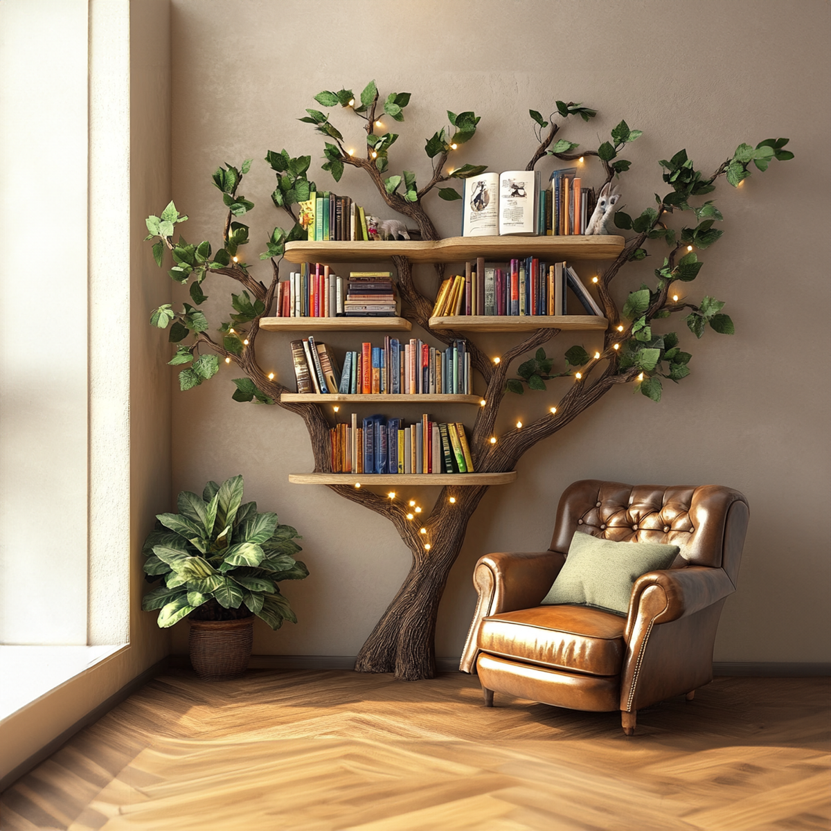 Black Tree Bookshelf Floating Shelf Bookcase