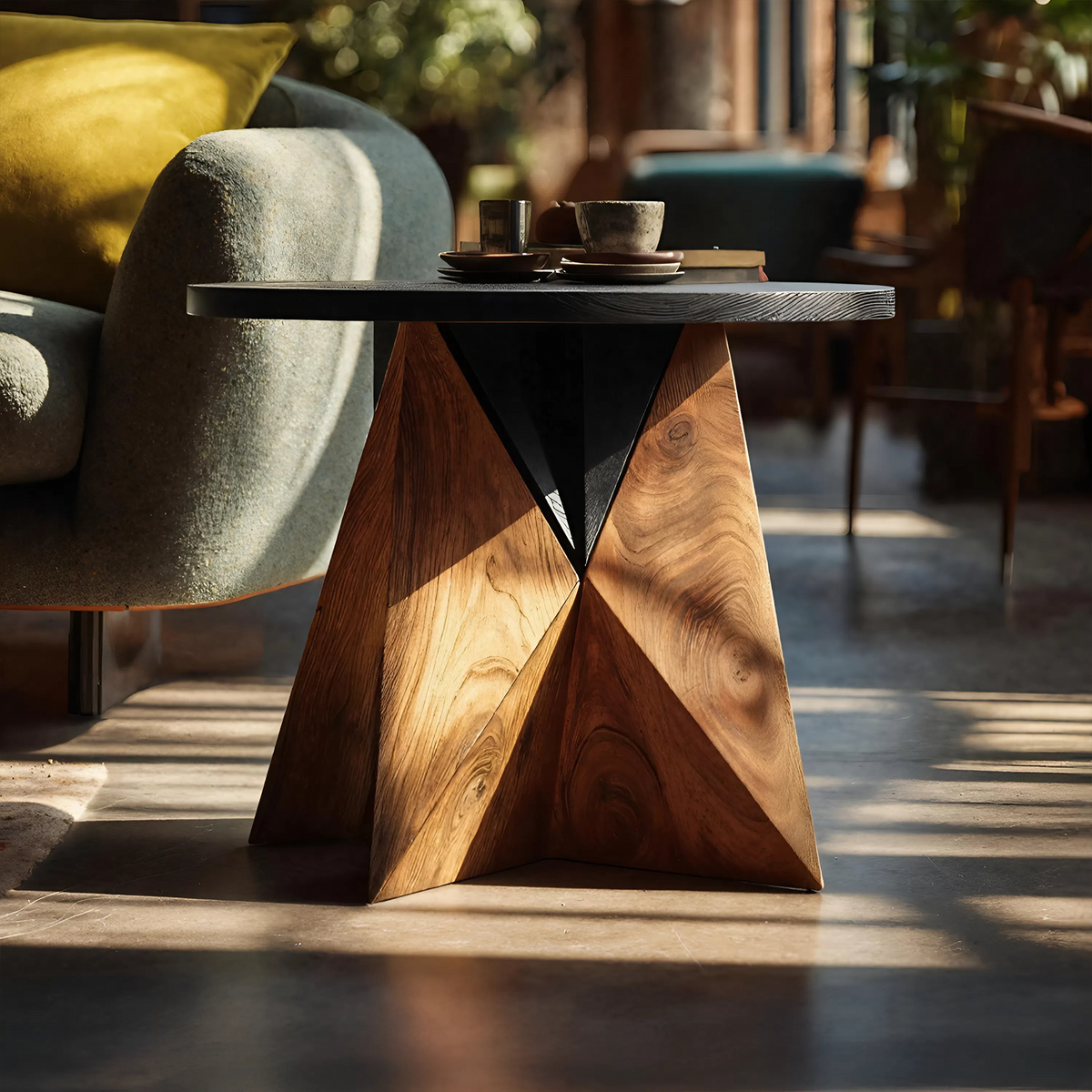 Mid Century Solid Wood End Table For Sofa Living Room
