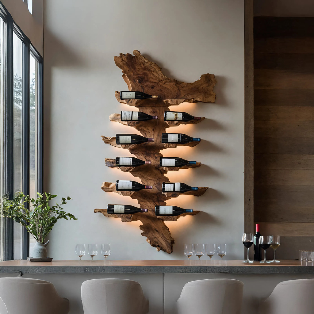 Handcrafted Live Edge Wine Holder For Luxury Furniture Decor