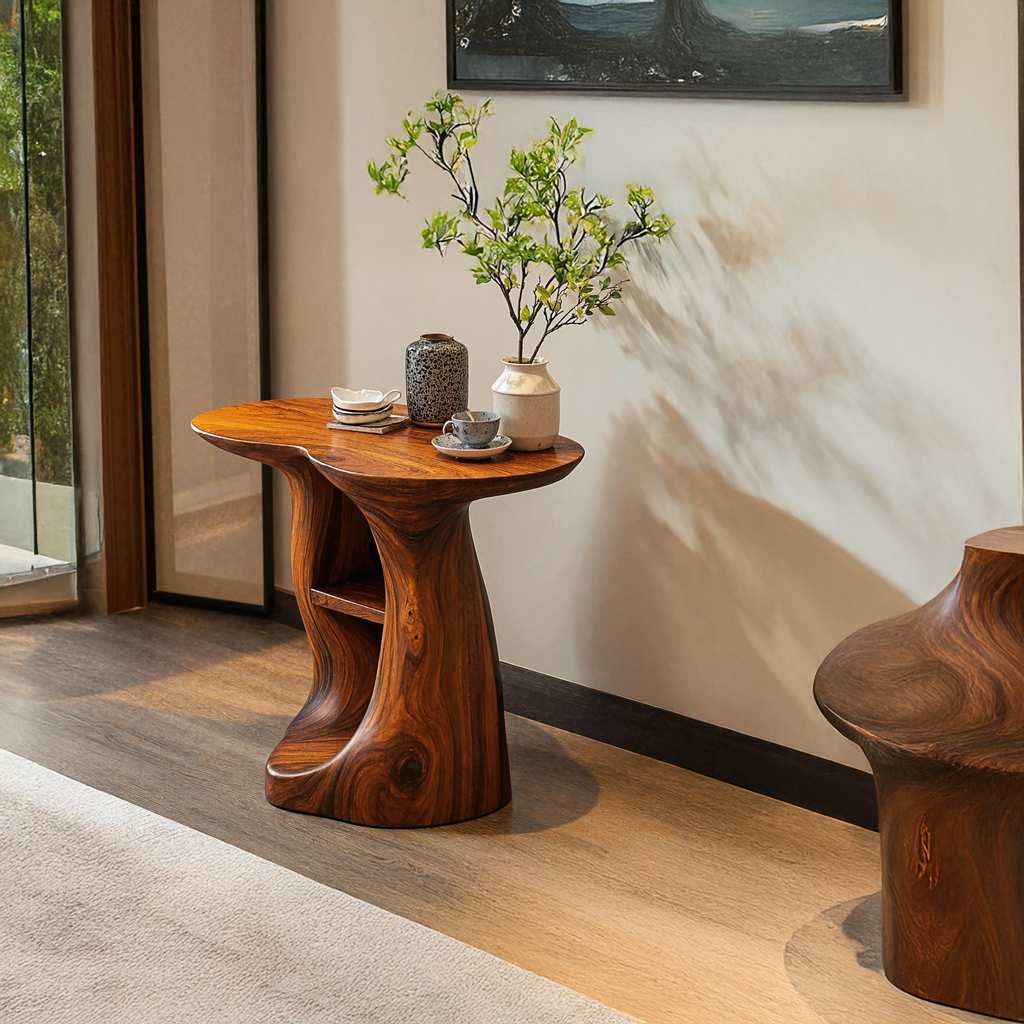 Vintage Solid Wood End Table For Entryway Design