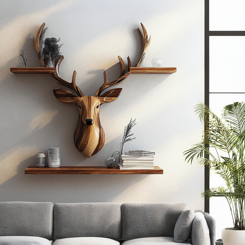 Decorative Wooden Deer Wall Shelf
