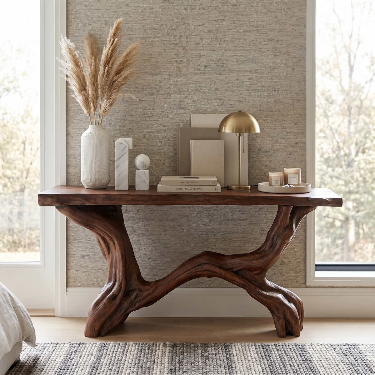 Live Edge Console Table Solid Wood Rustic Driftwood Gift
