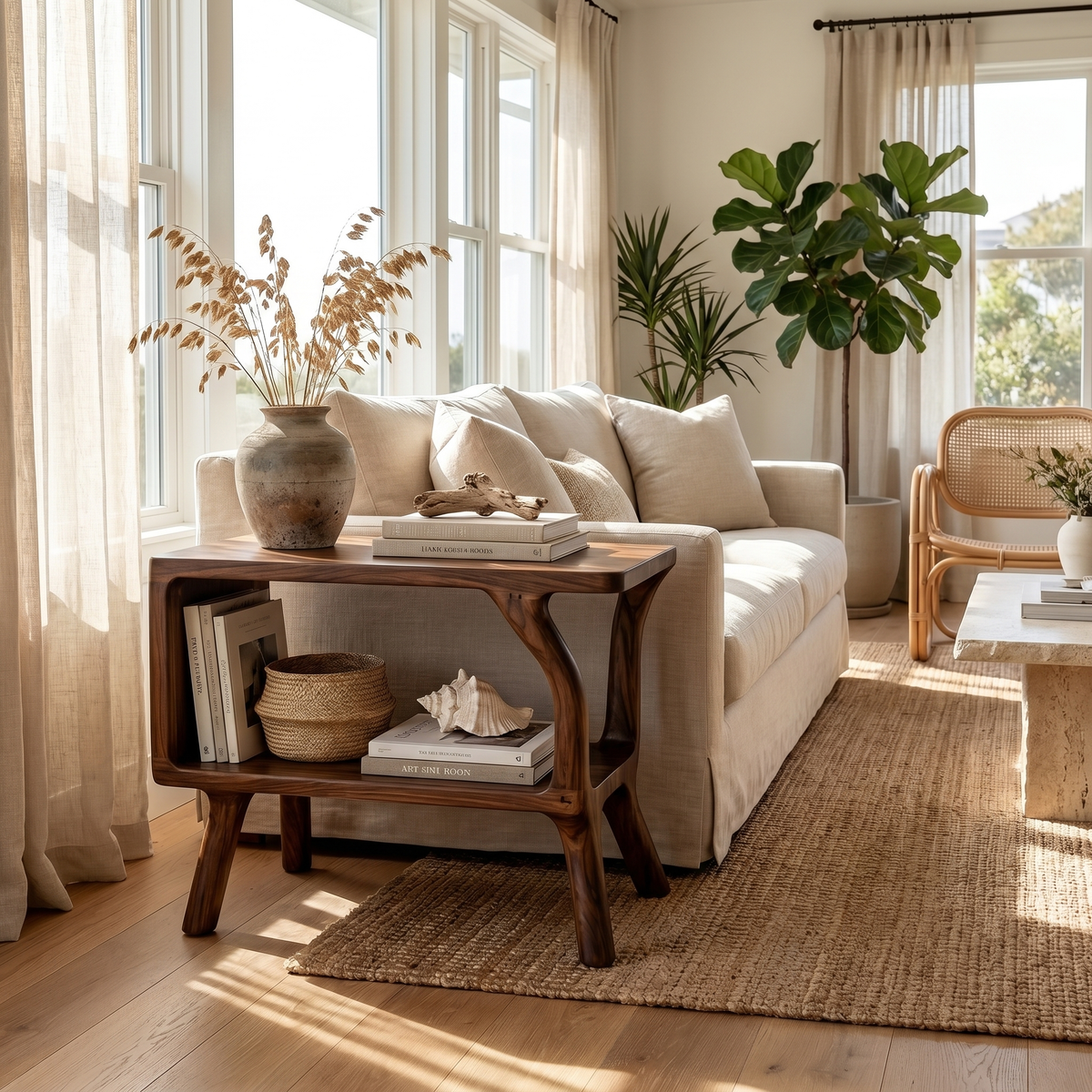 Free Standing Rustic Wood Side Table