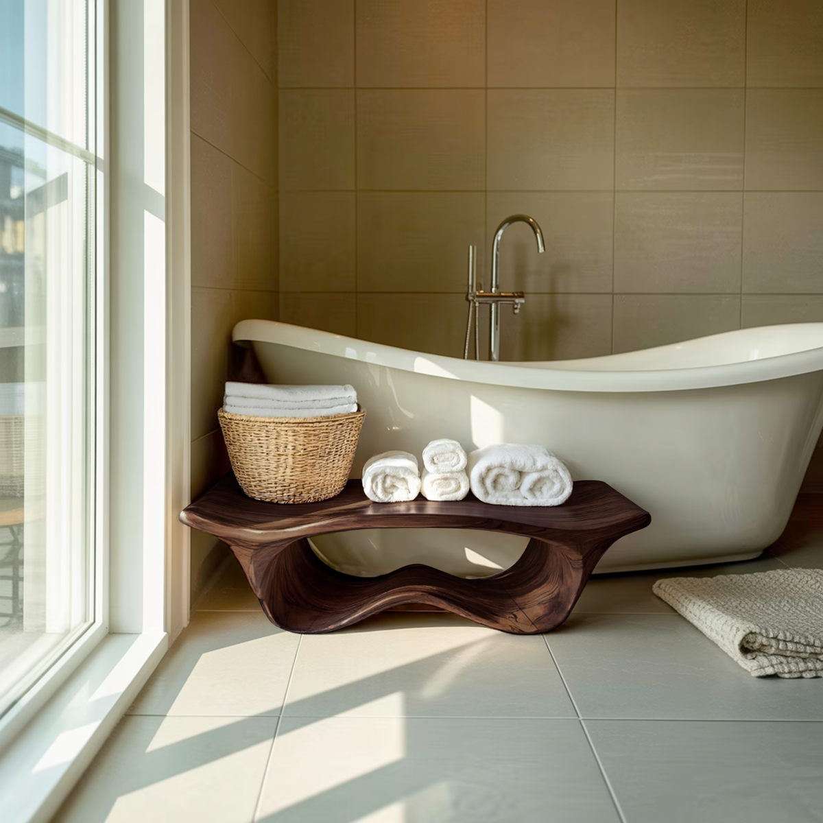 Organic Sculptural Shower Bench For Bathroom