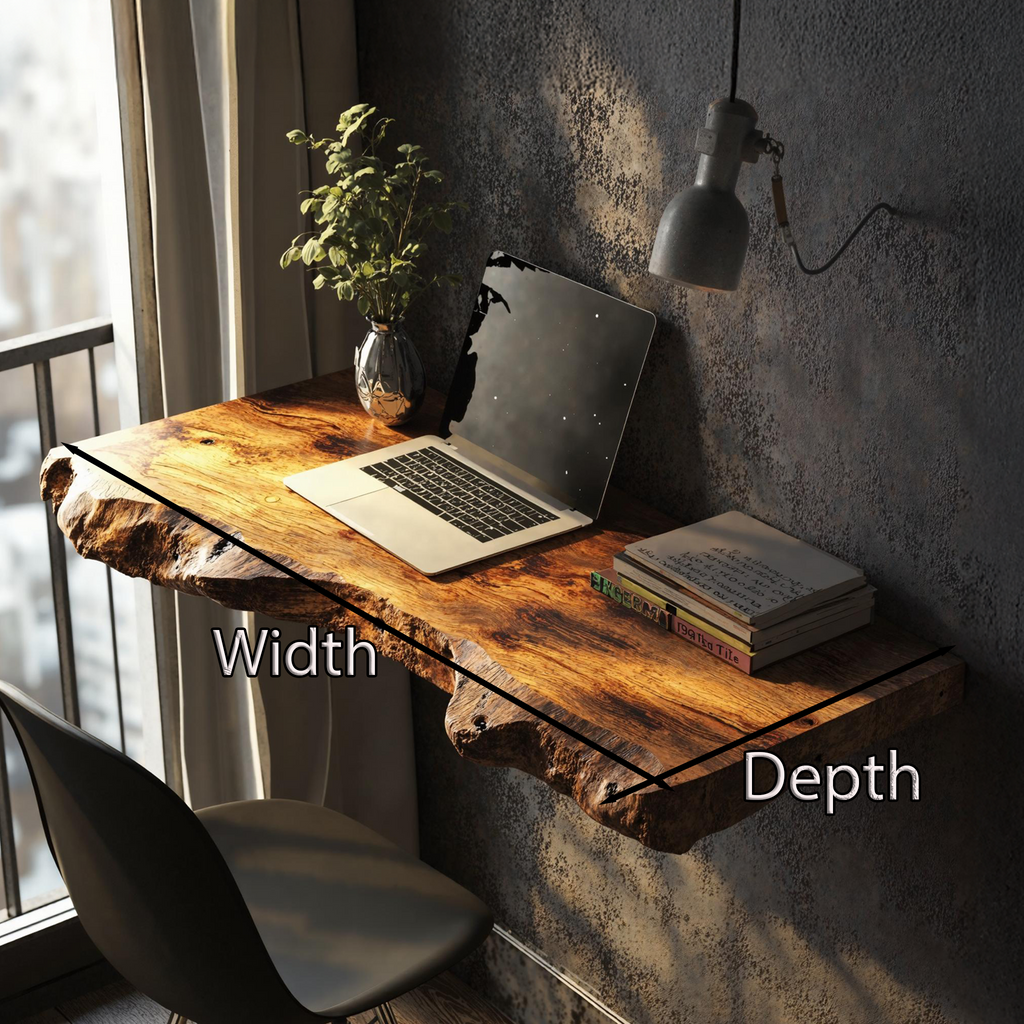 Mid Century Solid Wood Floating Desk For Functional Home Office