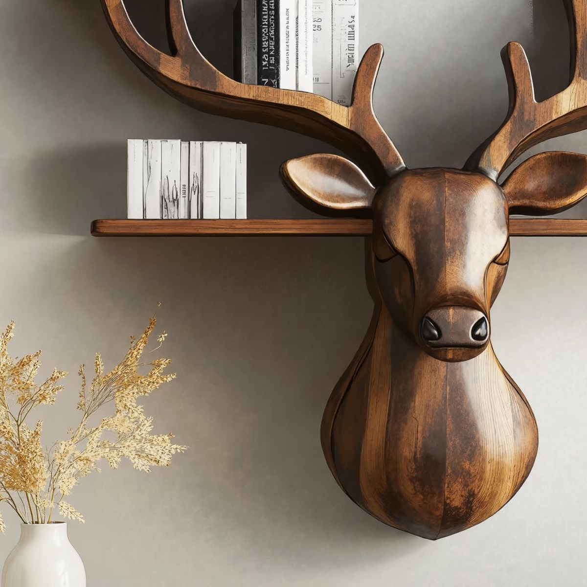 Handcrafted Wood Deer Shelf For Nature Inspired Home Decor