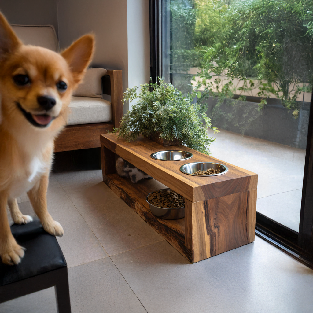 Handcrafted Pet Bowl Holder Elevated Feeding